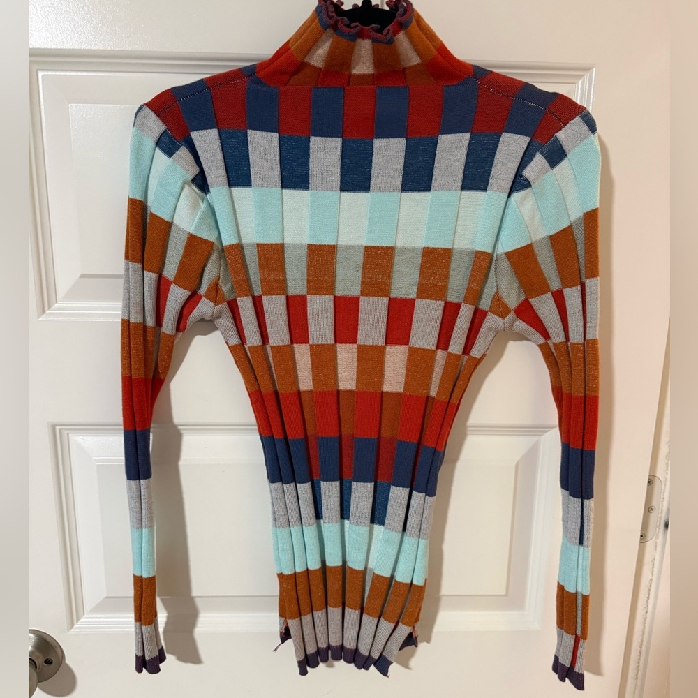 No tags- RARE find- Multicolor Checkered Turtleneck Sweater